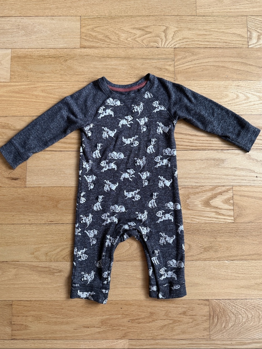 Disney Charcoal Gray Puppy Print One-Piece Footie
